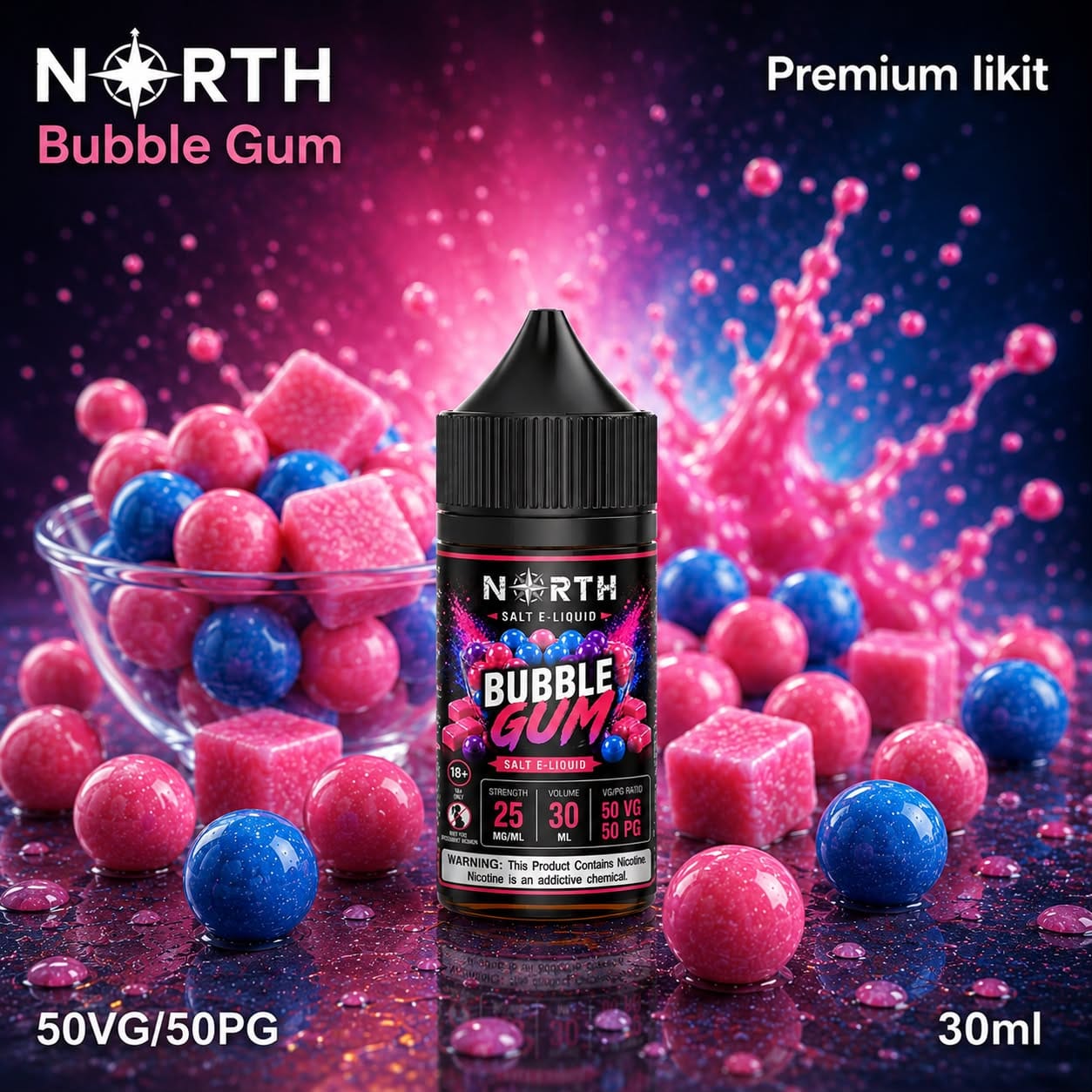 North-Bubble-Gum-Salt-Likit.jpeg North Bubble Gum Salt Likit - Görsel 1