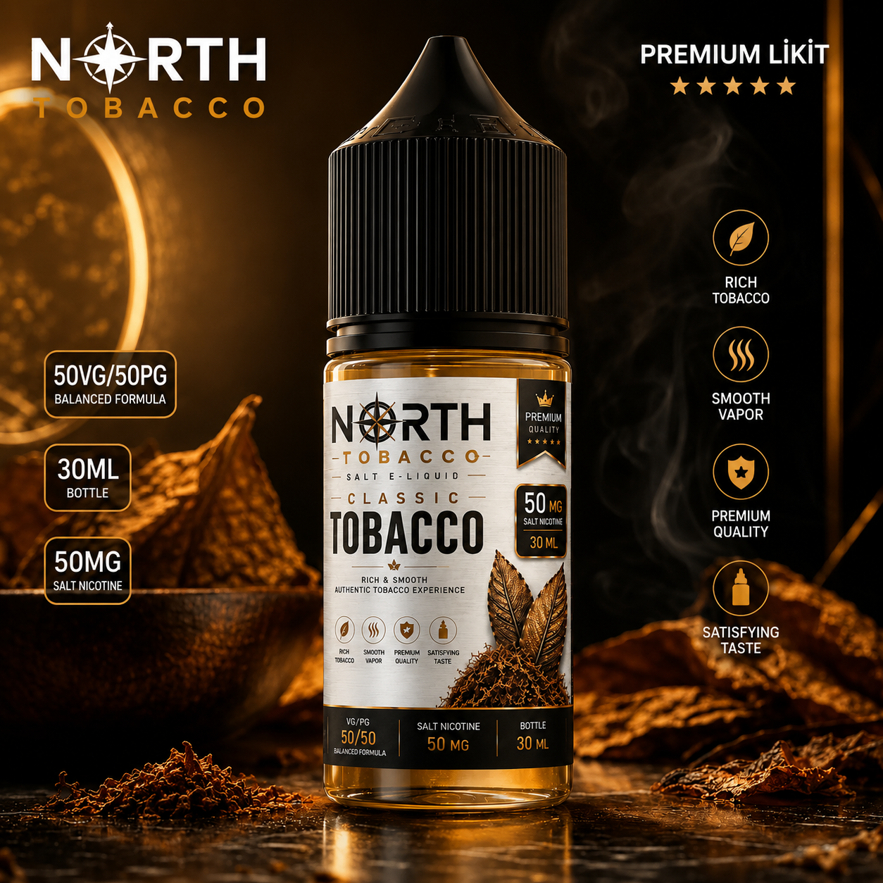 North Tobacco Salt Likit 30 ml North Tobacco Salt Likit 30 ml