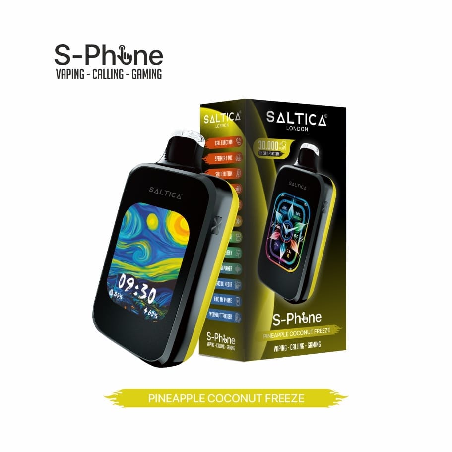 Saltica-S-Phone-30000-Pineapple-Coconut-Freeze-Disposable-Vape-Bar.jpg Saltica S-Phone 30000 Pineapple Coconut Freeze Disposable Vape Bar - Görsel 1