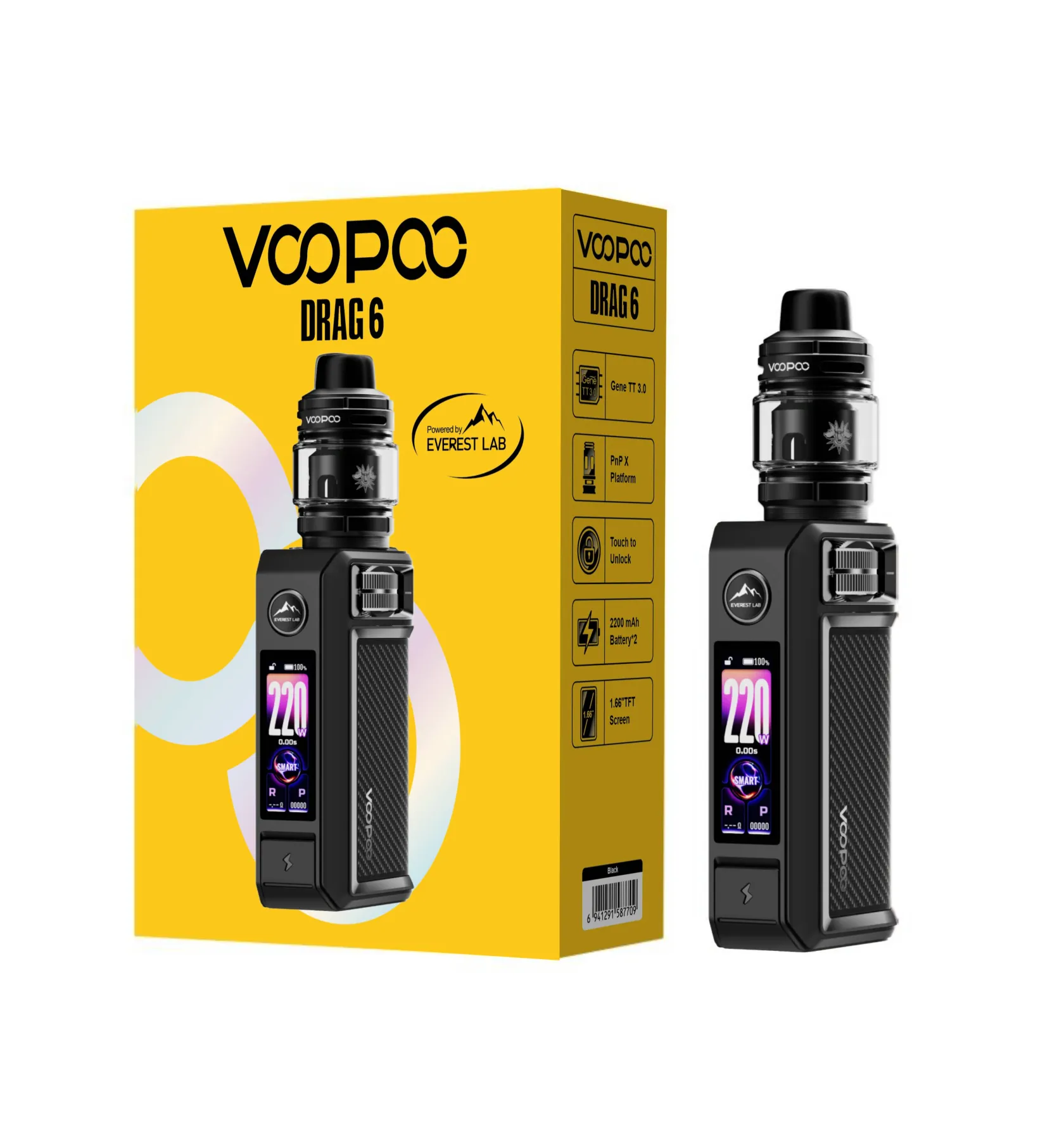 Voopoo-Drag-6-Black-Voopoo-Drag-6-Siyah.webp Voopoo Drag 6 Kit 220W - Görsel 1